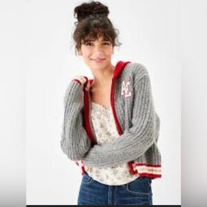 American Eagle NWT Varsity Knit Zip Up Cardigan Medium